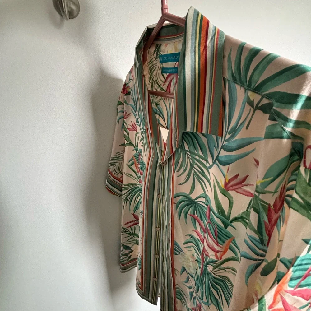 Tori Richard Multicolor Striped Silk Shirt - Picture 3 of 5